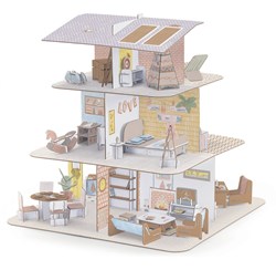 Djeco casa delle bambole - set creativo in cartone FSC da colorare