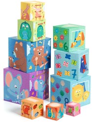 Djeco blocchi di legno Rainbow blocks - cubi impilabili colorati FSC
