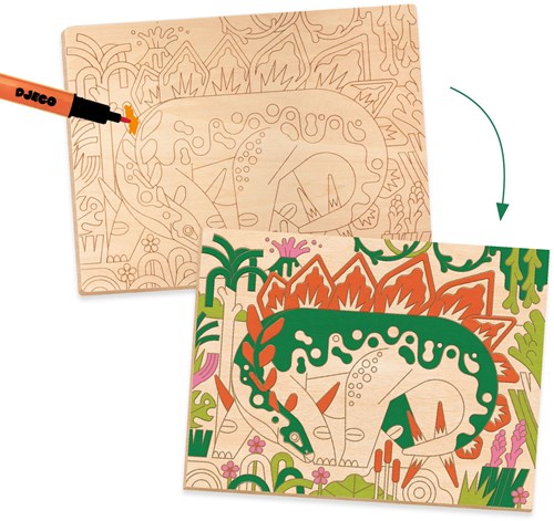 Djeco set creativo Dino world - kit di colorazione per bambini-2