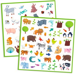 Djeco stickers animali - carta FSC - 160 pezzi - set creativo