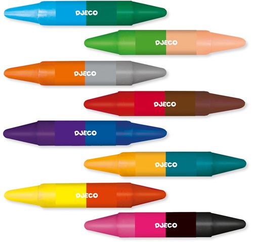 Djeco colori 8 Double-end Wax Crayons pastelli a cera per bambini