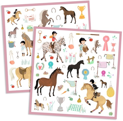 Djeco stickers cavalli - 160 adesivi creativi per bambini