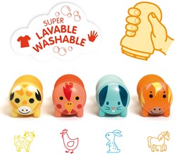 Djeco timbri - animali della fattoria - giocattolo ergonomico e colorato