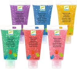 Djeco set colori a dita 6 tubi - Colori glitterati per bambini