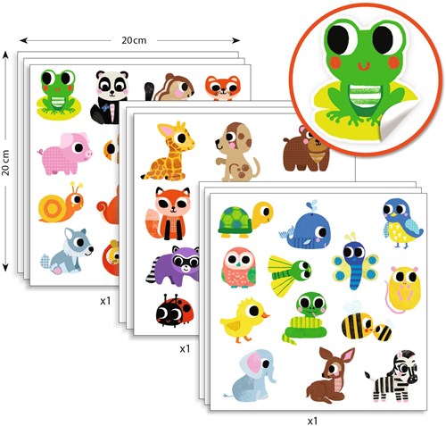 Djeco adesivi animali baby - FSC MIX - grandi adesivi per bambini piccoli