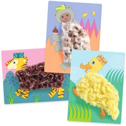 Djeco set collage con lana e velcro - kit creativo con cappello