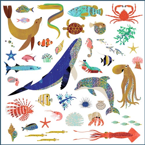 Djeco stickers Ocean - adesivi animali oceanici metallici FSC MIX-2