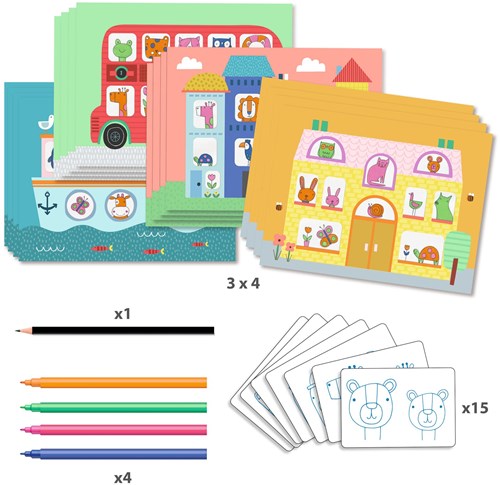 Djeco colori tracing set artistico - giocattolo creativo carta FSC-3