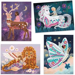Djeco set mosaico creativo The enchanted world - adesivi brillanti