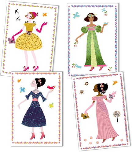 Djeco adesivi vestiti attraverso le stagioni - set creativo per bambini