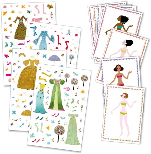 Djeco adesivi vestiti attraverso le stagioni - set creativo per bambini-2