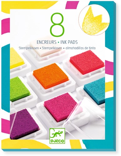 Djeco colori 8 tamponi d’inchiostro e 1 pulitore - giocattolo creativo pop