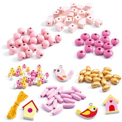 Djeco set perline in legno gioielli - Birds - gioco creativo