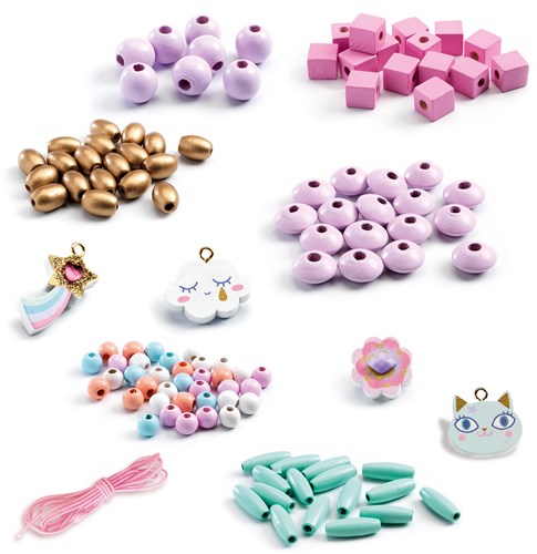 Djeco perline in legno Rainbow set gioielli bambini