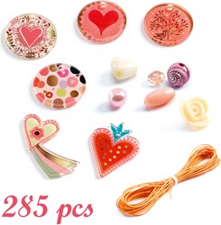 Djeco perline & gioielli Hearts - set creativo di perline per bambini