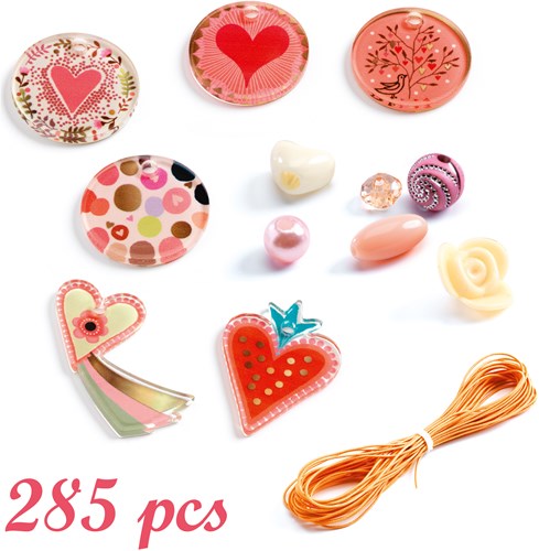 Djeco perline & gioielli Hearts - set creativo di perline per bambini