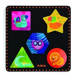 Djeco puzzle in legno - Geochic - giocattolo educativo 5 pezzi