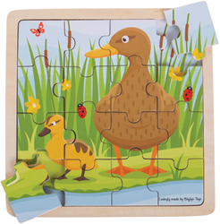 Puzzle Bigjigs dell'anatra e dell'anatroccolo