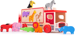 BigJigs camion di smistamento safari in legno giocattolo
