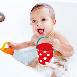 Hape set secchielli colorati giocattolo da bagno divertimento acquatico
