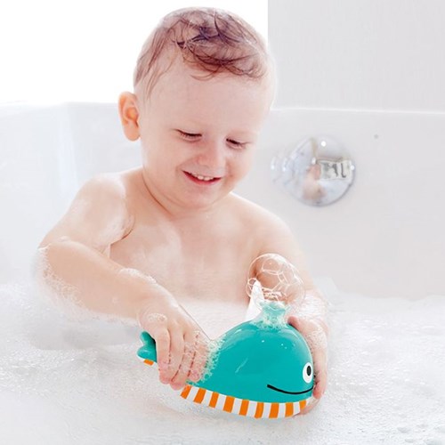 Hape giocattolo da bagno balena che soffia bolle - divertimento in vasca per bambini