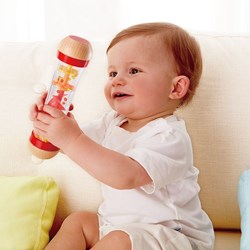 Hape Bastone della pioggia con perline - Giocattolo musicale sensoriale rosso