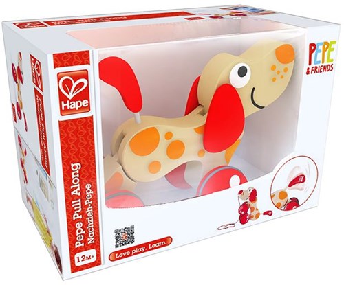 Hape cane in legno da trainare Pepe - giocattolo sostenibile-3