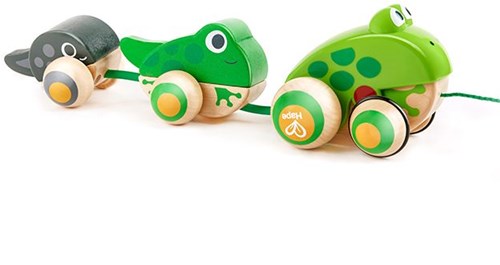 Hape famiglia di rane in legno da trainare - gioco motricità bambini-2