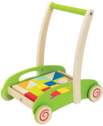Hape carrello primi passi con blocchi - giocattolo in legno per bambini-2