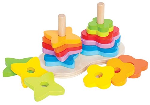 Hape Forme impilabili arcobaleno giocattolo in legno - 19 pezzi educativi-3