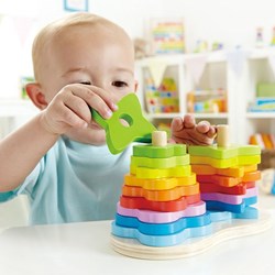 Hape Forme impilabili arcobaleno giocattolo in legno - 19 pezzi educativi