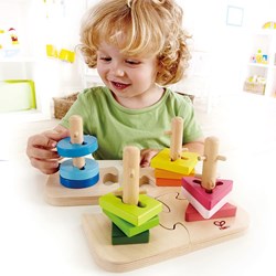 Hape puzzle di legno per l'ordinamento - puzzle creativo con pioli per bambini piccoli