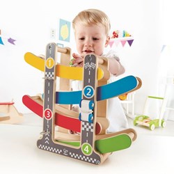 Hape pista in legno Fast Flip con 3 macchinine - giocattolo colorato