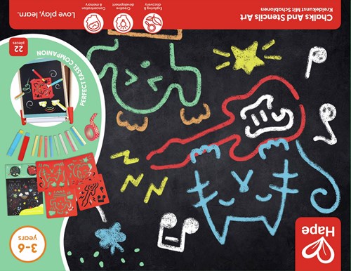 Hape gessetti e stencil set artistico bambini disegno creativo-3