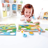 Hape Pepe & Friends puzzle in legno 3-in-1 giocattolo colorato
