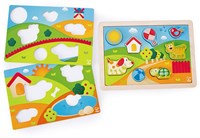 Hape Pepe & Friends puzzle in legno 3-in-1 giocattolo colorato-2