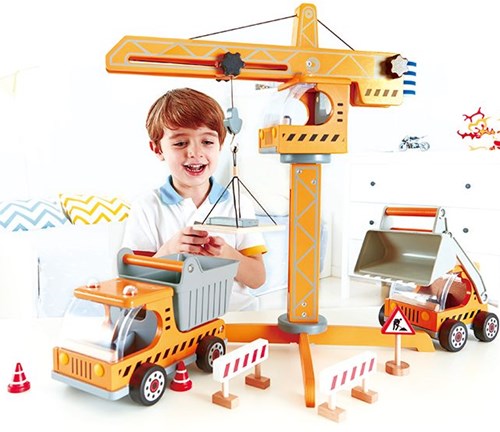 Hape Gru di Cantiere in Legno - Giocattolo Crane Lift-3
