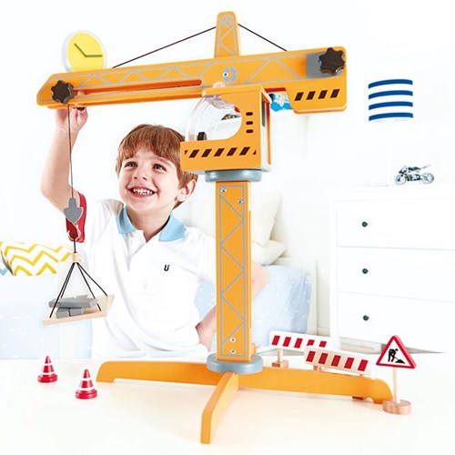 Hape Gru di Cantiere in Legno - Giocattolo Crane Lift