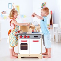 Hape cucina giocattolo - cucina bianca in legno per bambini con forno e frigorifero