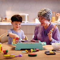 Hape barbecue giocattolo - Griglia e piastra sfrigolante per bambini