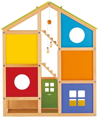 Hape casa delle bambole in legno con mobili - casa giocattolo sostenibile-3