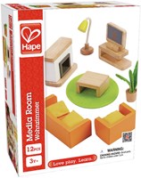 Hape soggiorno casa delle bambole set mobili e accessori in legno-2