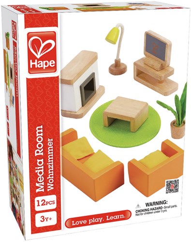 Hape soggiorno casa delle bambole set mobili e accessori in legno-2