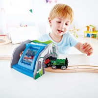 Hape pista treno tunnel cascata - giocattolo in legno - multicolore
