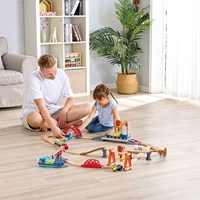 Hape Set Trasporto Merci Mare e Ferrovia - Treno e Nave Giocattolo-2