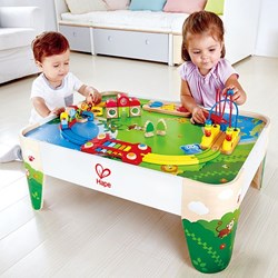 Hape tavolo da gioco ferroviario con box portaoggetti - tema giungla - tavolo bambini