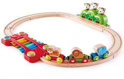 Hape pista treno in legno scimmie musicali - set giocattolo giungla