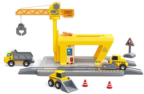 Hape set gru giocattolo - Railway Crane Construction trenino-2