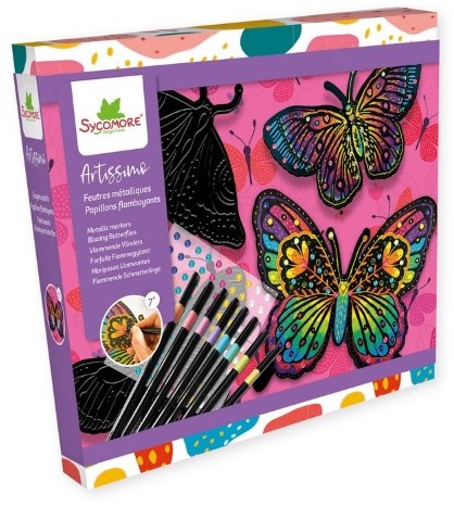 Sycomore set creativa pennarelli metallici Papillons flamboyants gioco creativo