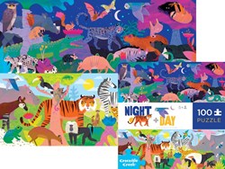 Crocodile Creek puzzle animali giorno e notte - 100 pezzi - giocattolo educativo